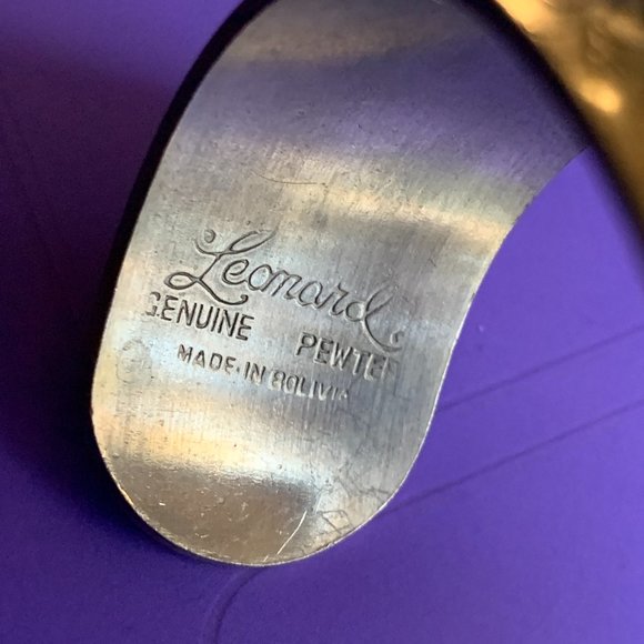 Vintage Genuine Pewter Flower of the Month Cuff Bracelet - Cosmos - Picture 4 of 6